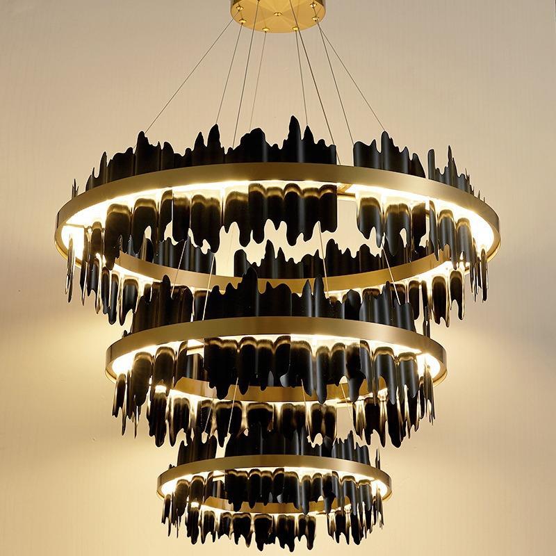 后现代轻奢客厅吊灯圆环形全铜简约餐厅蜡烛创意设计师卧室灯具