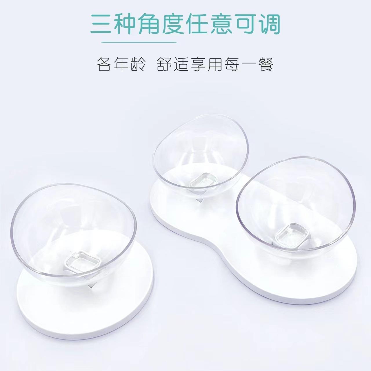 小蛋壳猫碗多角度可调节猫食盆喝水透明猫碗架防滑猫单碗宠物用品