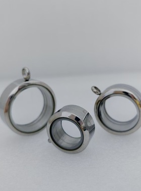 不锈钢加厚螺纹旋转圆形嘎乌盒吊坠双面相盒内装朱砂米挂件饰品