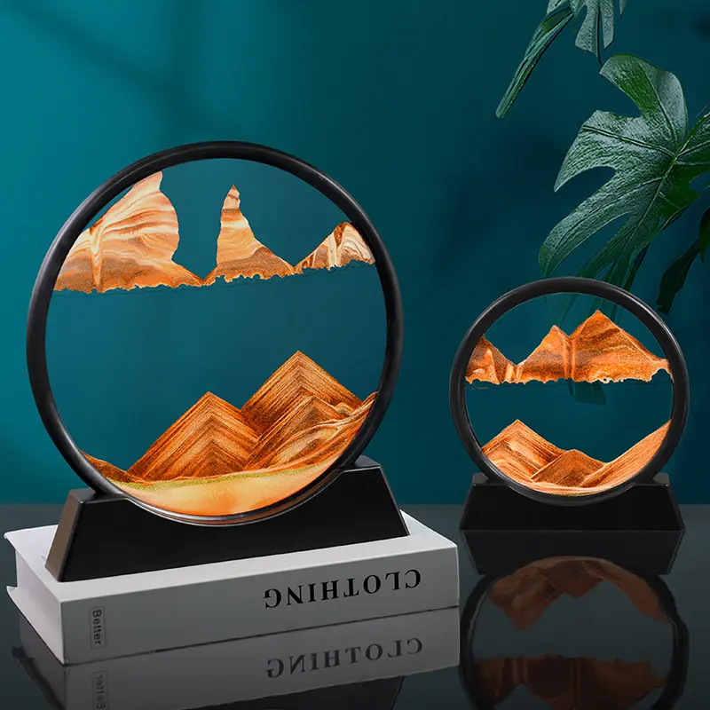 厂家直销圆形流沙画3d立体动态沙漏家居装饰高级感客厅桌面摆件图片