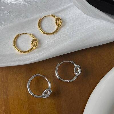 法式冷淡风打结圈圈耳扣女vintage百搭清冷感耳环小众设计耳饰品