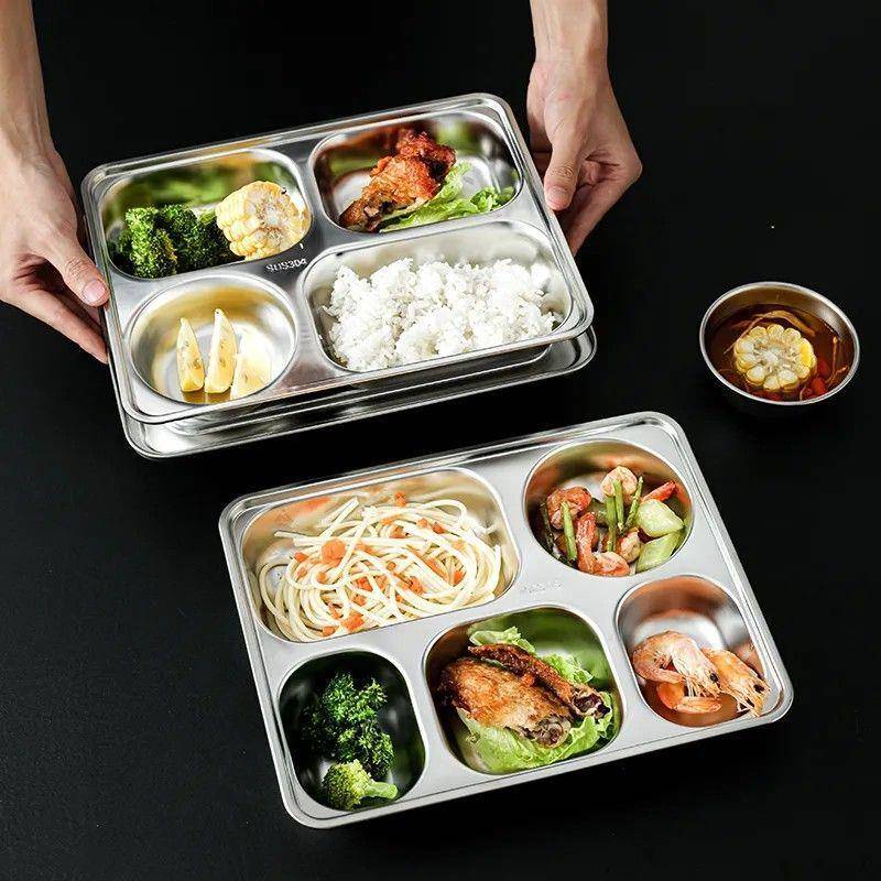 304不锈钢餐盘学校幼儿园儿童餐盘欧式学生餐具套装家用宝宝分格