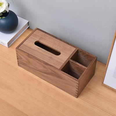 黑胡桃木创意纸巾盒 简约客厅抽纸盒酒店餐桌家用卧室木质收纳盒
