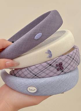 紫色带标海绵发箍女压发洗脸头箍碎发整理发卡2026新款不勒头发饰