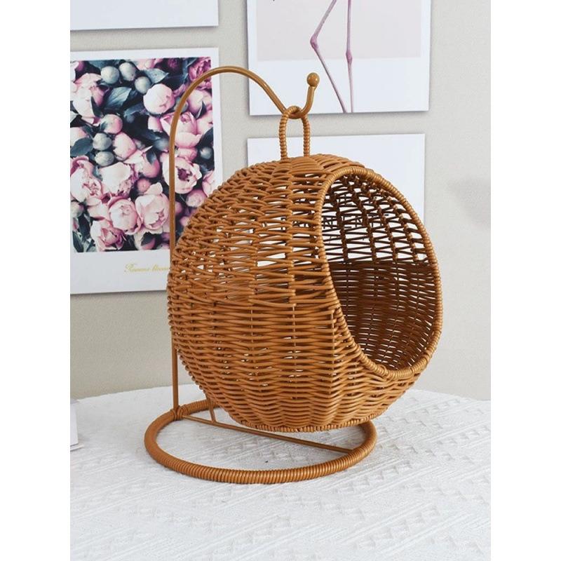 家用高档客厅水果篮水果盘厨房果篮沥水收纳小猫窝狗窝手工藤编篮