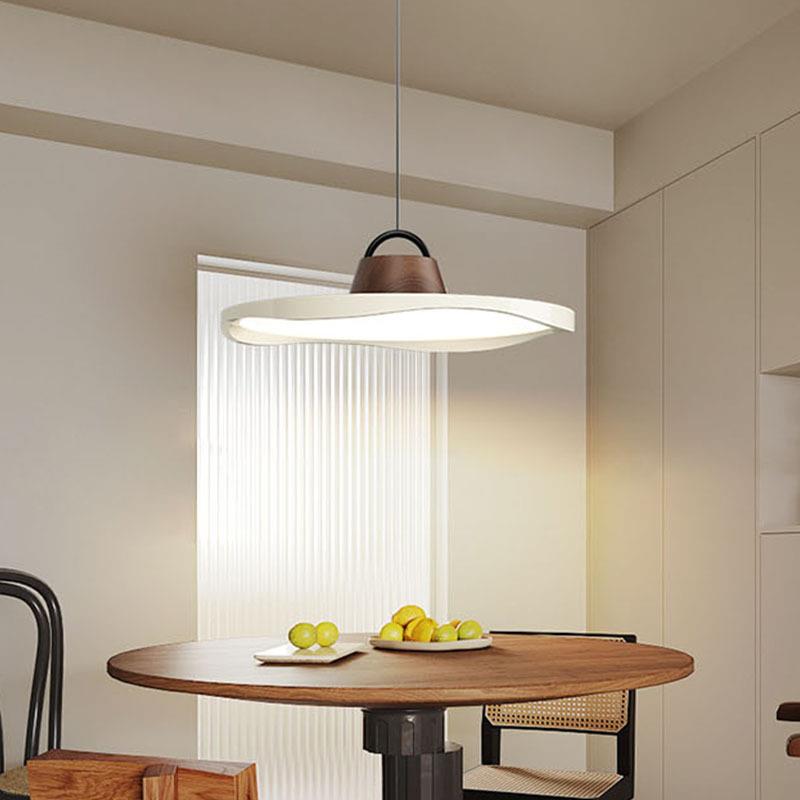 渔夫帽吊灯餐厅中古风吧台饭厅设计师餐桌吊灯2024新款简约飞盘灯