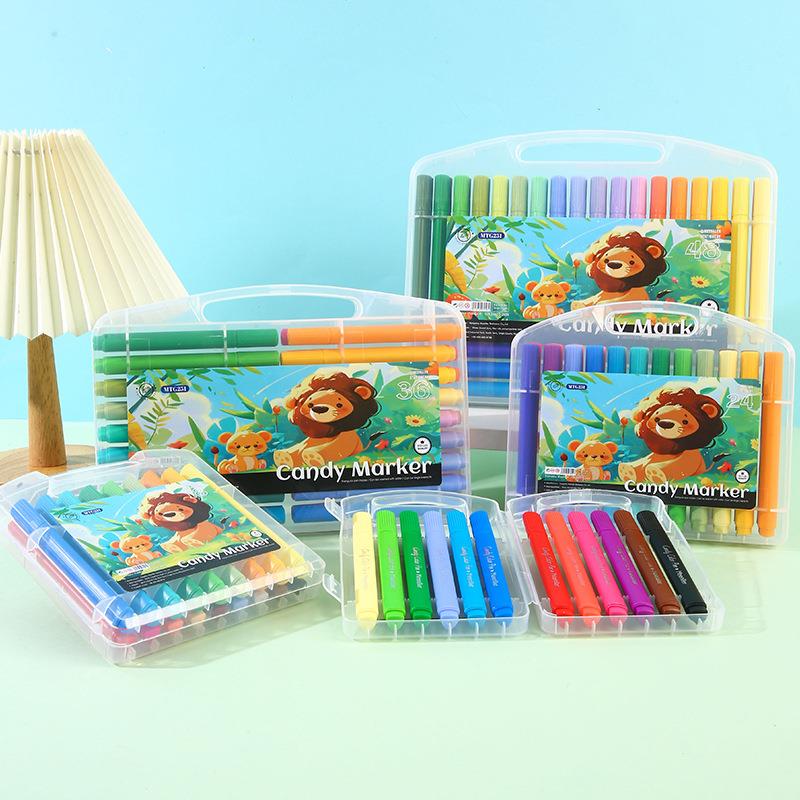 水彩笔套装可水洗多规格12/18/24/36/48色水性软头儿童绘画笔勾线