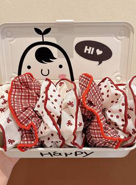 儿童甜美红色波点大肠发圈女童高弹力橡皮筋小女孩不伤发头绳发饰