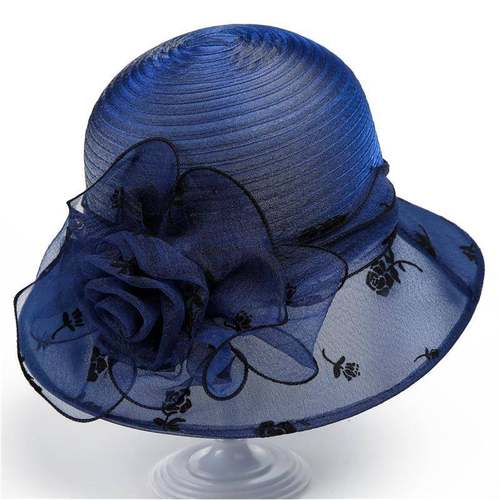 气质优雅欧根纱帽子女春夏季凉帽渔夫帽百搭妈妈礼帽防晒帽太阳帽