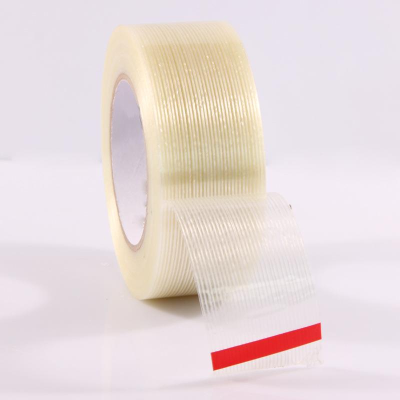 特价一字条纹玻璃纤维胶带 单面 打包装透明网格胶带