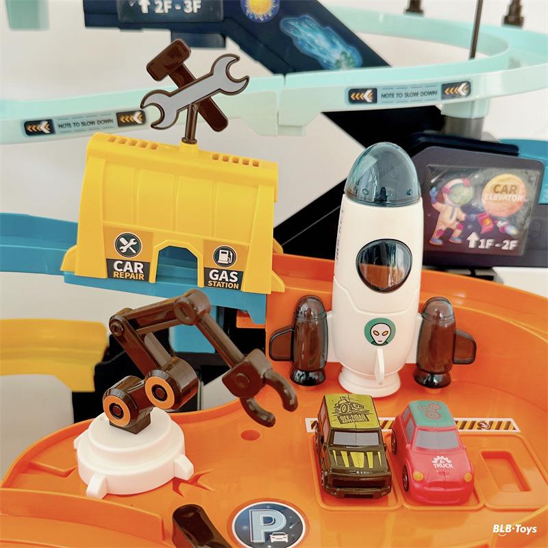 托思奇火星基地轨道大冒险电动闯关玩具轨道儿童停车场汽车大楼批
