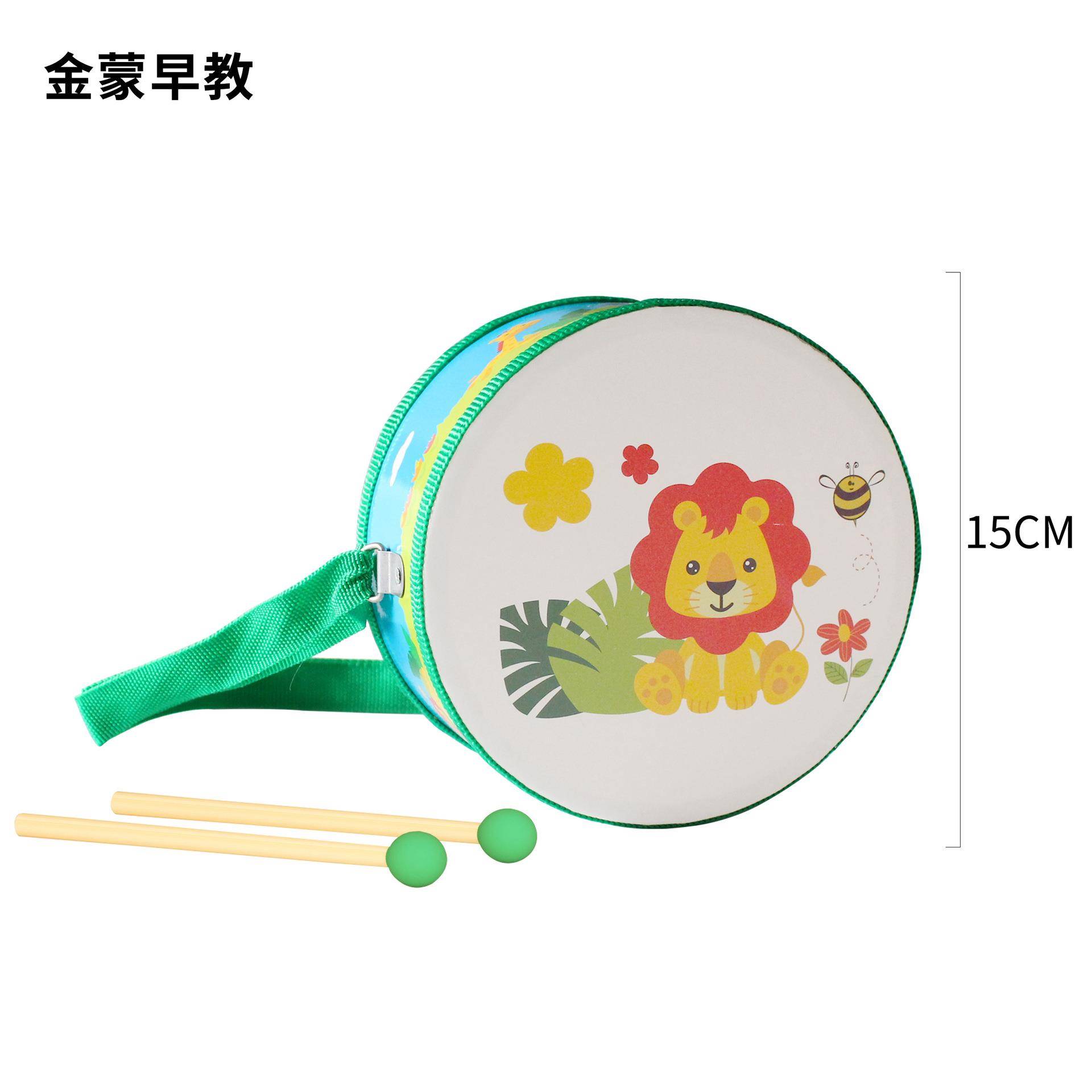 木制卡通双面鼓儿童打击乐器手敲鼓儿童幼儿园手拍鼓玩具