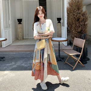 新款25年夏印花T恤半身裙两件套2C289-2571-P165-K245图片