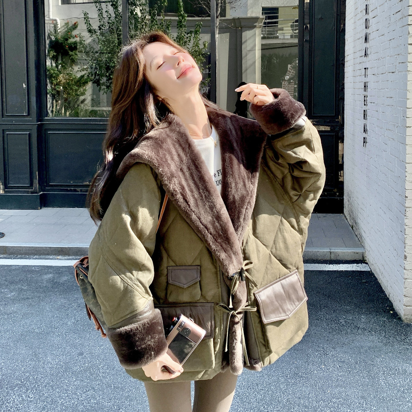 25年冬50绒毛绒拼接菱格羽绒服2C289-25115-P290-K420,女装羽绒服,2C289