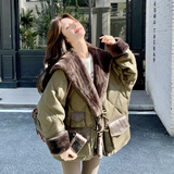 25年冬50绒毛绒拼接菱格羽绒服2C289-25115-P290-K420，女装羽绒服，2C289