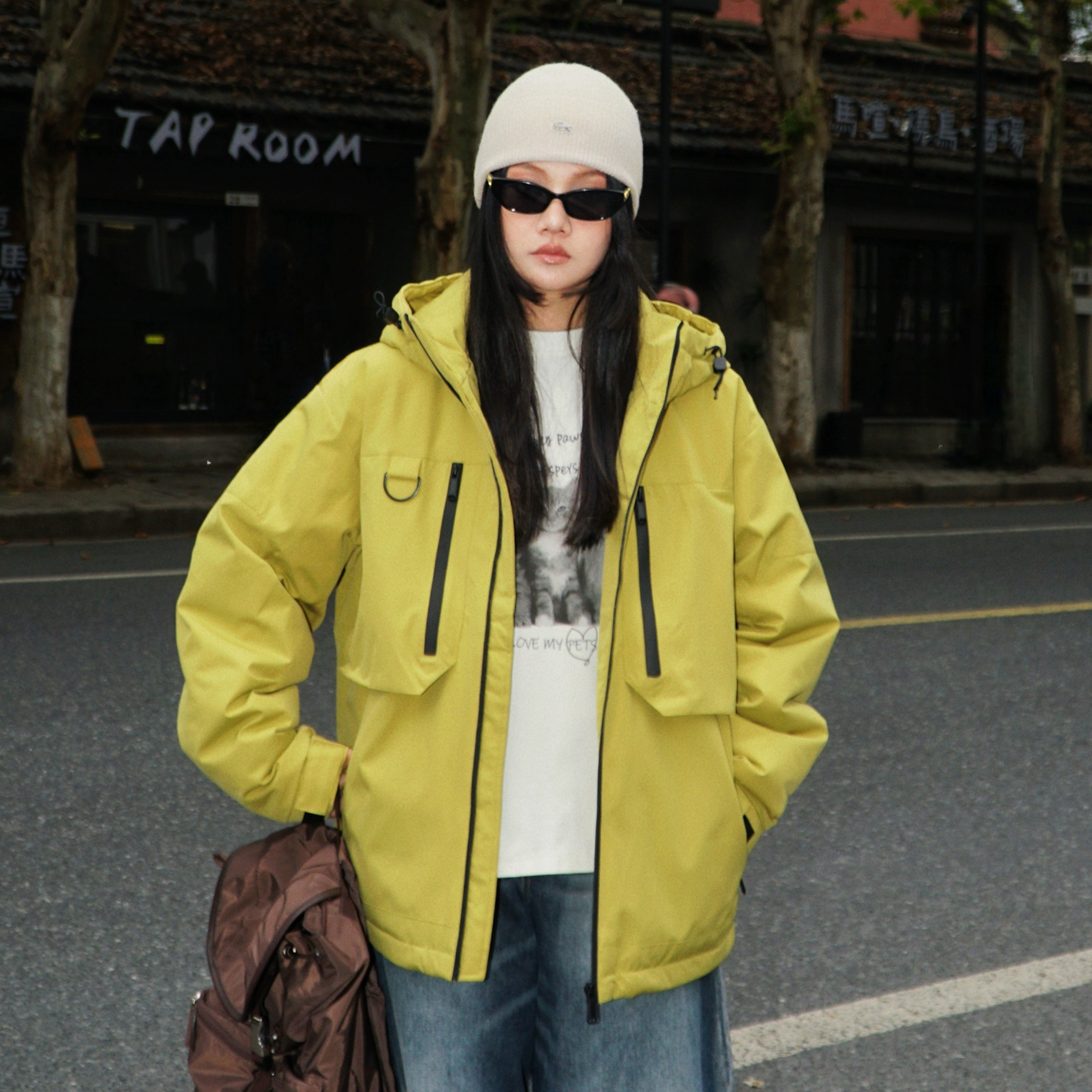 zopiclone 必入！真三防连帽显瘦男友廓形冲锋派克羽绒夹克外套