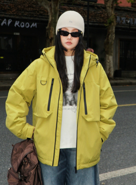 zopiclone 必入！真三防连帽显瘦男友廓形冲锋派克羽绒夹克外套