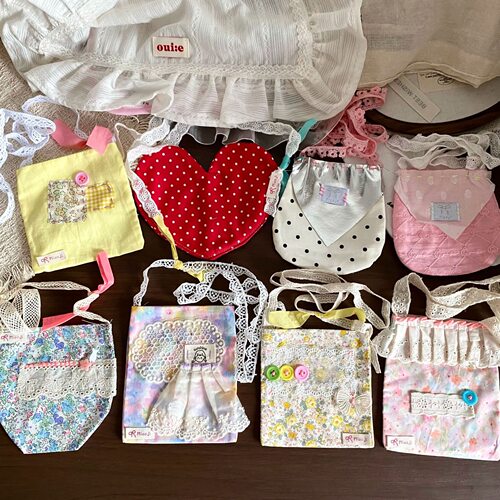 手工蕾丝格子碎花条纹布艺斜挎包