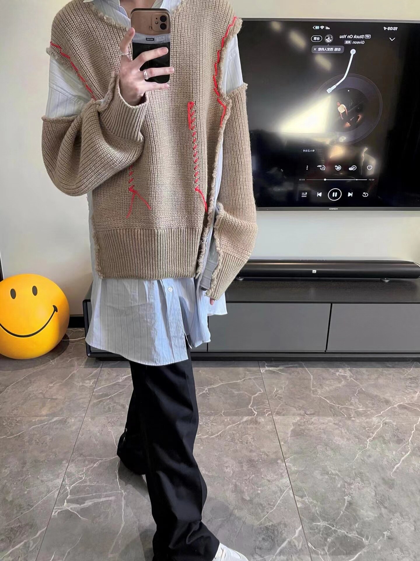 NEW BLOOD假两件拼接衬衫男女2023春夏新款复古潮流宽松休闲上衣