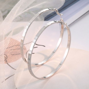 s925银耳针圈圈耳环女耳圈百搭网红圆环耳坠气质个性 耳饰 潮人时尚