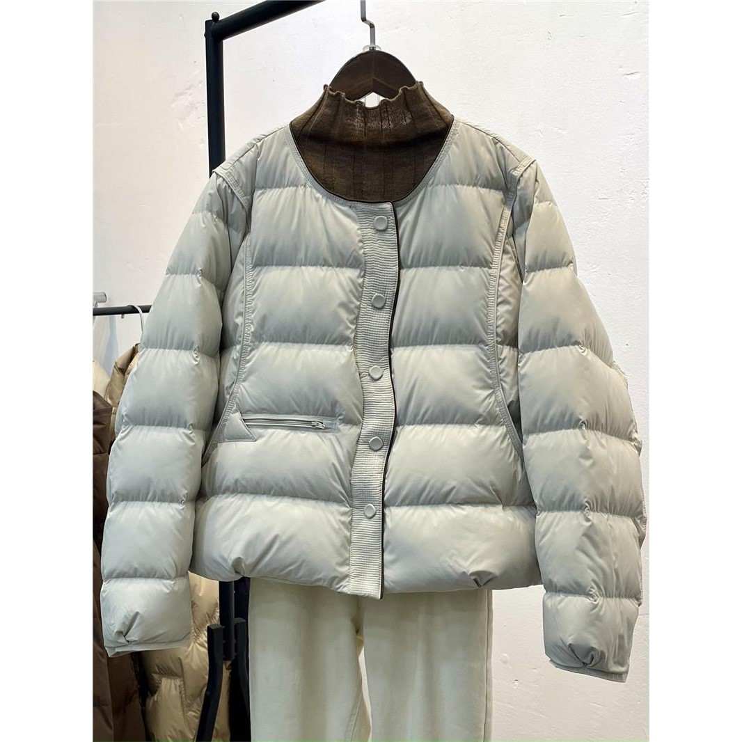 轻便薄款简约短款女士羽绒服90鸭绒欧货圆领保暖时尚外套秋冬新款