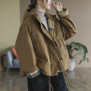 超好看森系复古文艺夹棉外套2025秋冬新款女士洋气小棉袄棉服棉衣