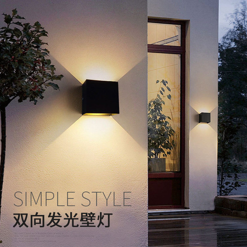 超亮现代卧室客厅过道走廊墙壁灯黑色LED户外防水壁灯酒店床头灯