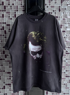 Saint Michael复古水洗做旧小丑人像印花美式高街宽松嘻哈短袖T恤