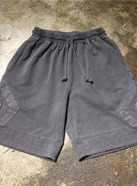 高品质19SS做旧洗水抽绳高街休闲短裤潮流刺绣复古篮球运动裤情侣