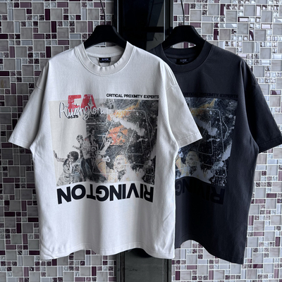 美式高街复古做旧宽松短袖男女