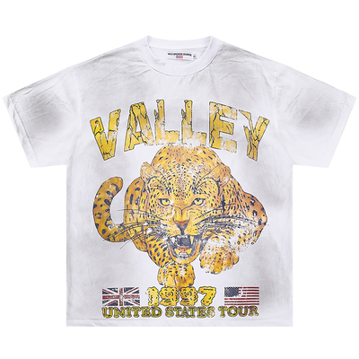 美式潮牌做旧复古猎豹印花短袖T恤男女宽松圆领美式日常做旧上衣