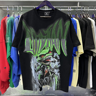 烫钻字母宽松休闲短袖T恤潮