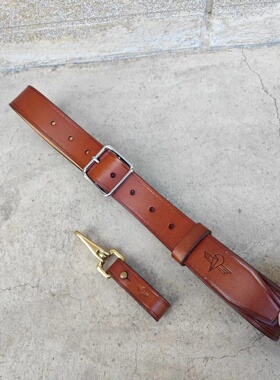 包邮库存正版96年伞兵腰带纯牛皮战术百搭黄铜钥匙扣挂钩针扣棕色