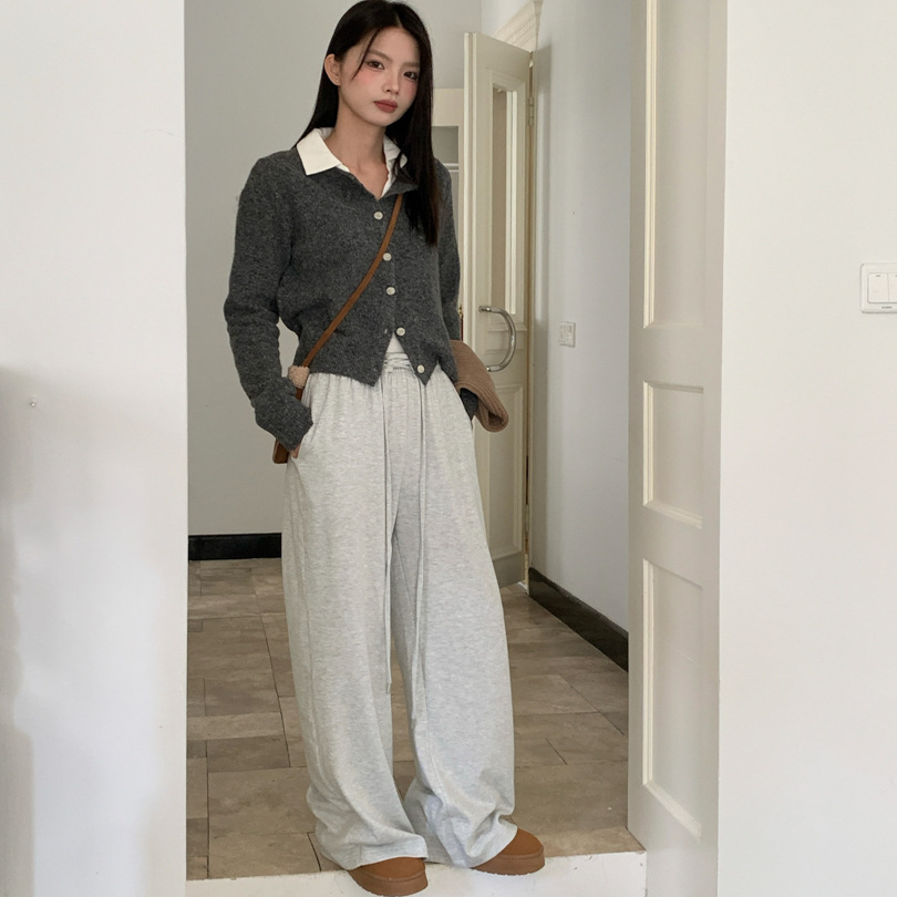 宽松垂感软糯阔腿裤直筒拖地裤女