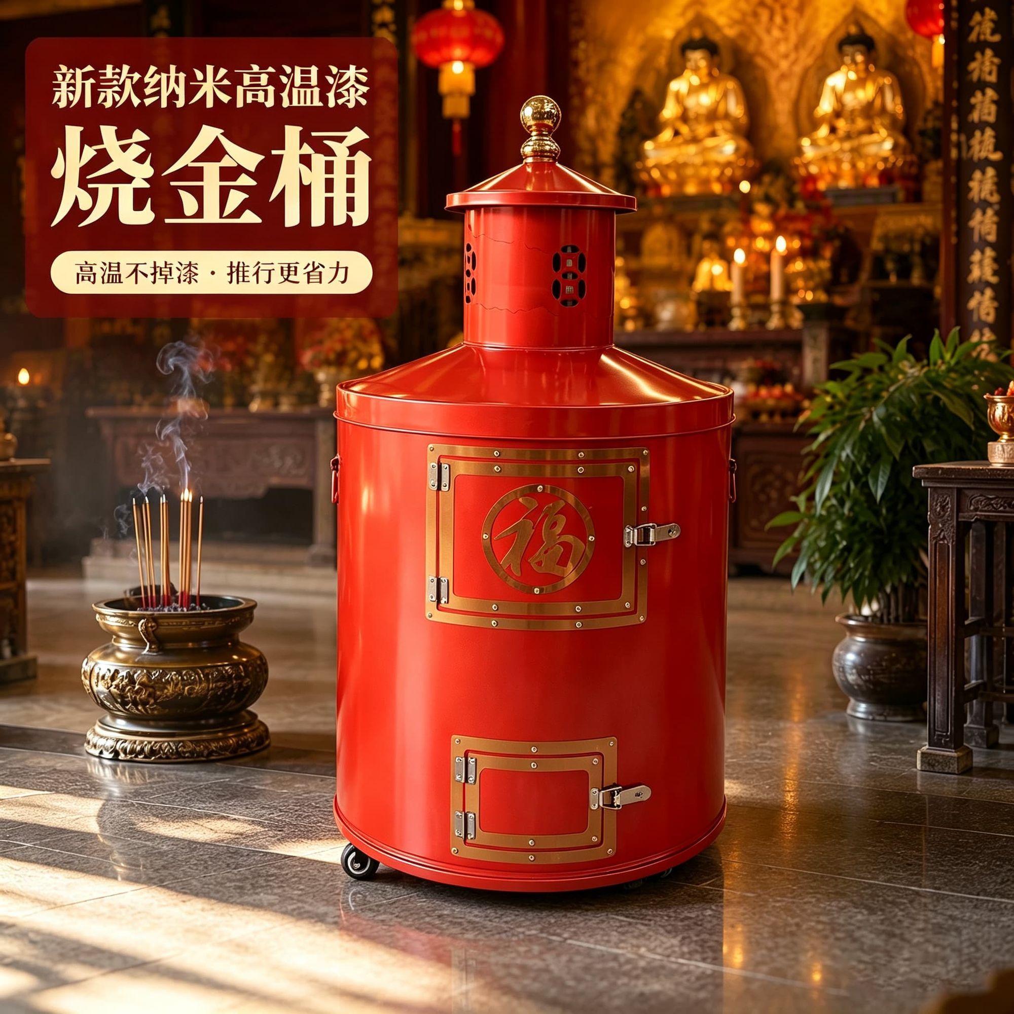 加厚不锈钢烧纸桶家用无烟烧宝桶化宝桶焚烧炉小区特大号烧金桶图片