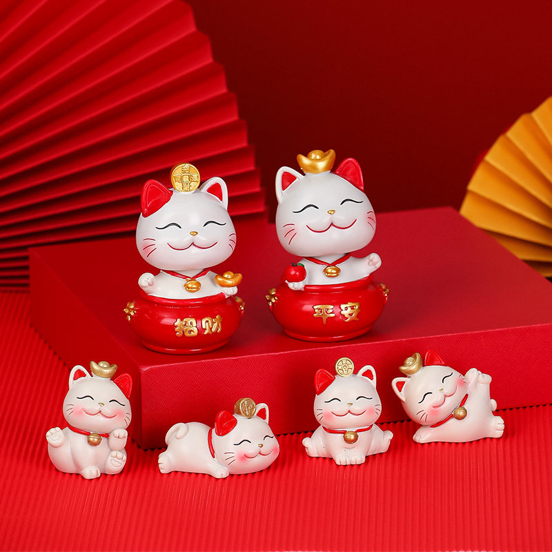 新年创意招财猫家居摆件客厅电视柜书房装饰品乔迁新居礼品小摆设