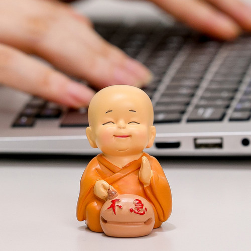 新中式禅意慧乐小和尚家居摆件装饰品小沙弥公仔办公室桌面小摆设