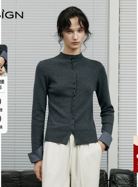商场同款D.SIGN时尚设计感圆领毛衣女2025冬季新款百搭上衣