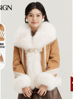 商场同款D.SIGN复古狐狸毛皮草气质外套女大毛领轻奢保暖皮衣