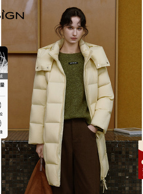 【230g鸭绒】DSIGN商场同款2025新款云朵零压休闲长款90羽绒服女