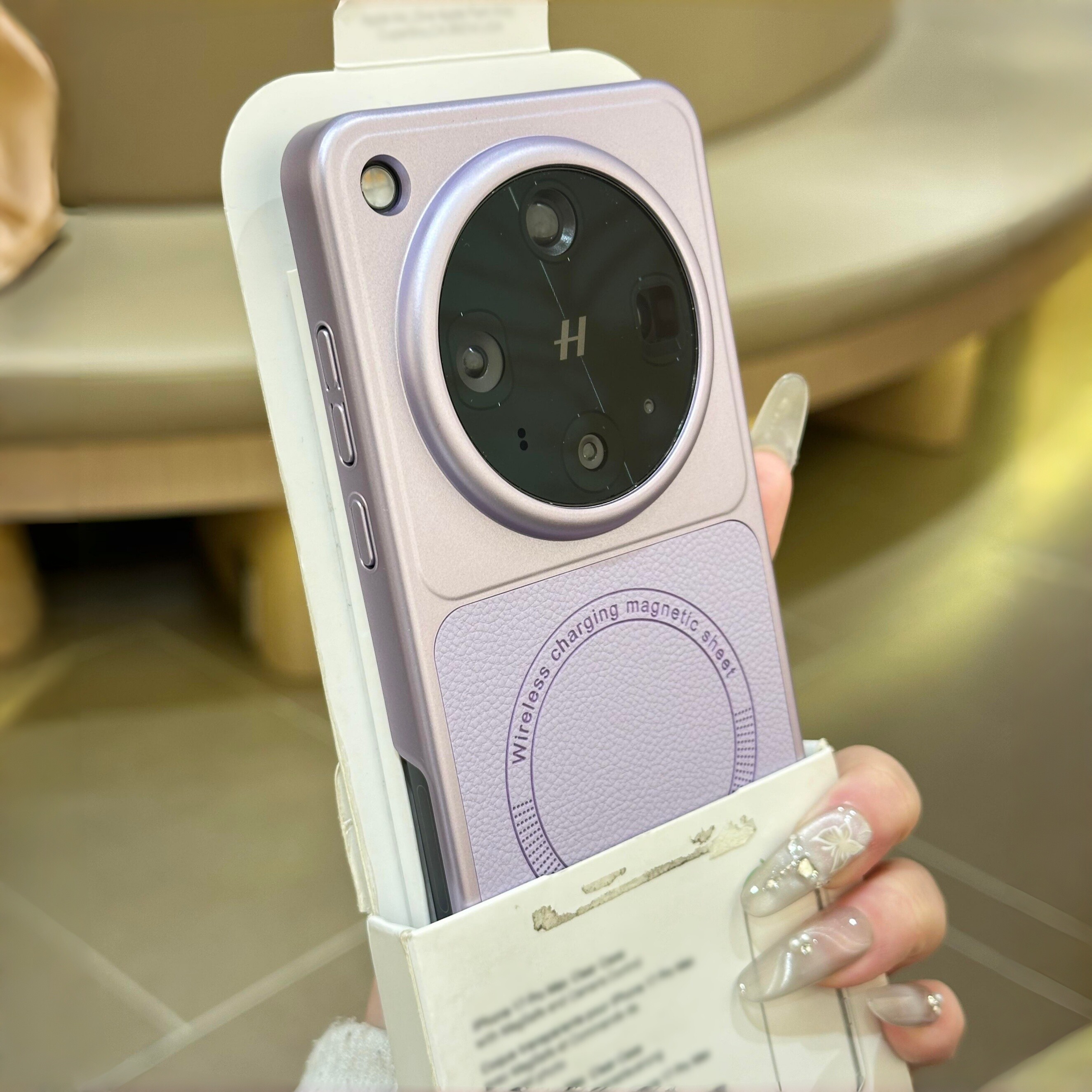浅紫色电镀高级感磁吸充电荔枝纹适用OPPOFindx8Ultra手机壳Findx8s+小米17Ultra新款Findx8全包Findx9防摔女