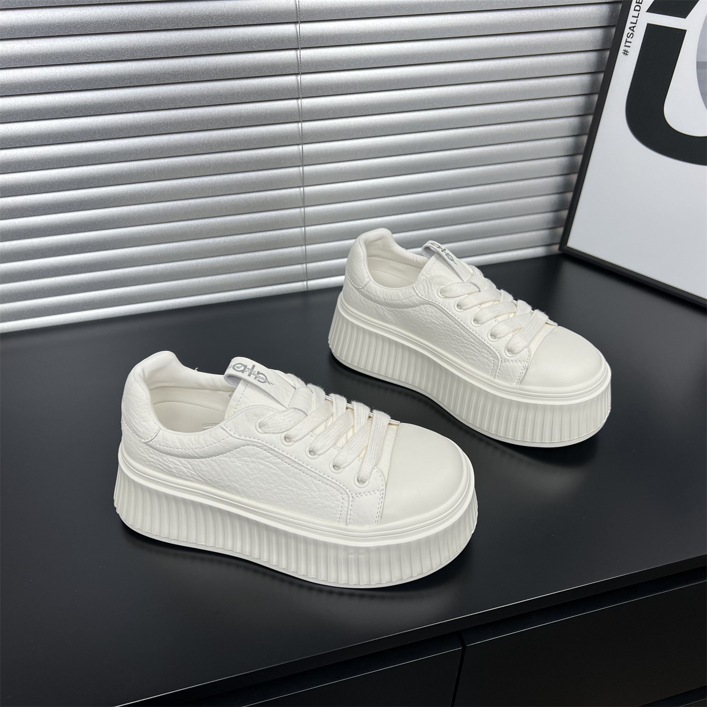 真皮小个子松糕厚底小白鞋女鞋2026春季新款时尚大头休闲饼干鞋潮,女鞋,休闲板鞋,淘宝优惠券,粉丝福利购,淘宝优惠卷