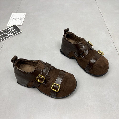 绒面双搭扣内增高5.5cm玛丽珍