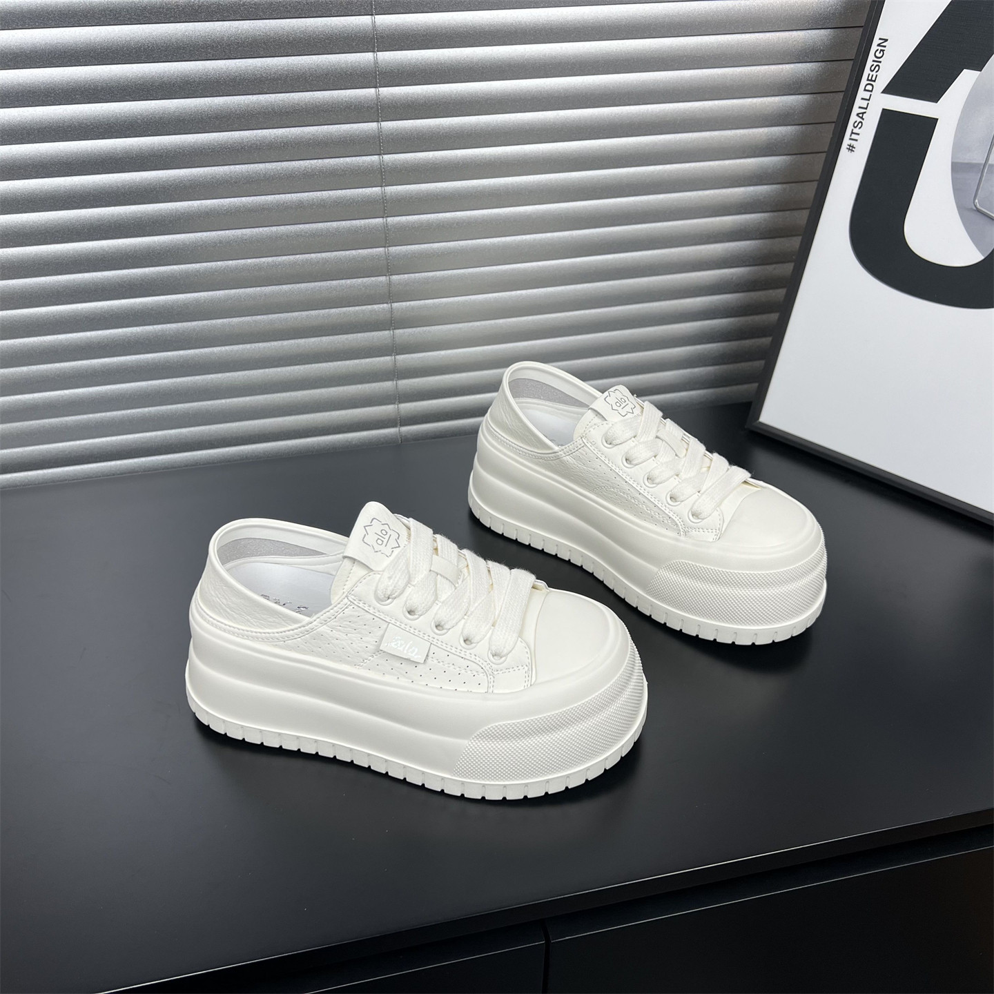 真皮两穿厚底休闲板鞋女2026春夏季新款小个子6cm增高百搭小白鞋