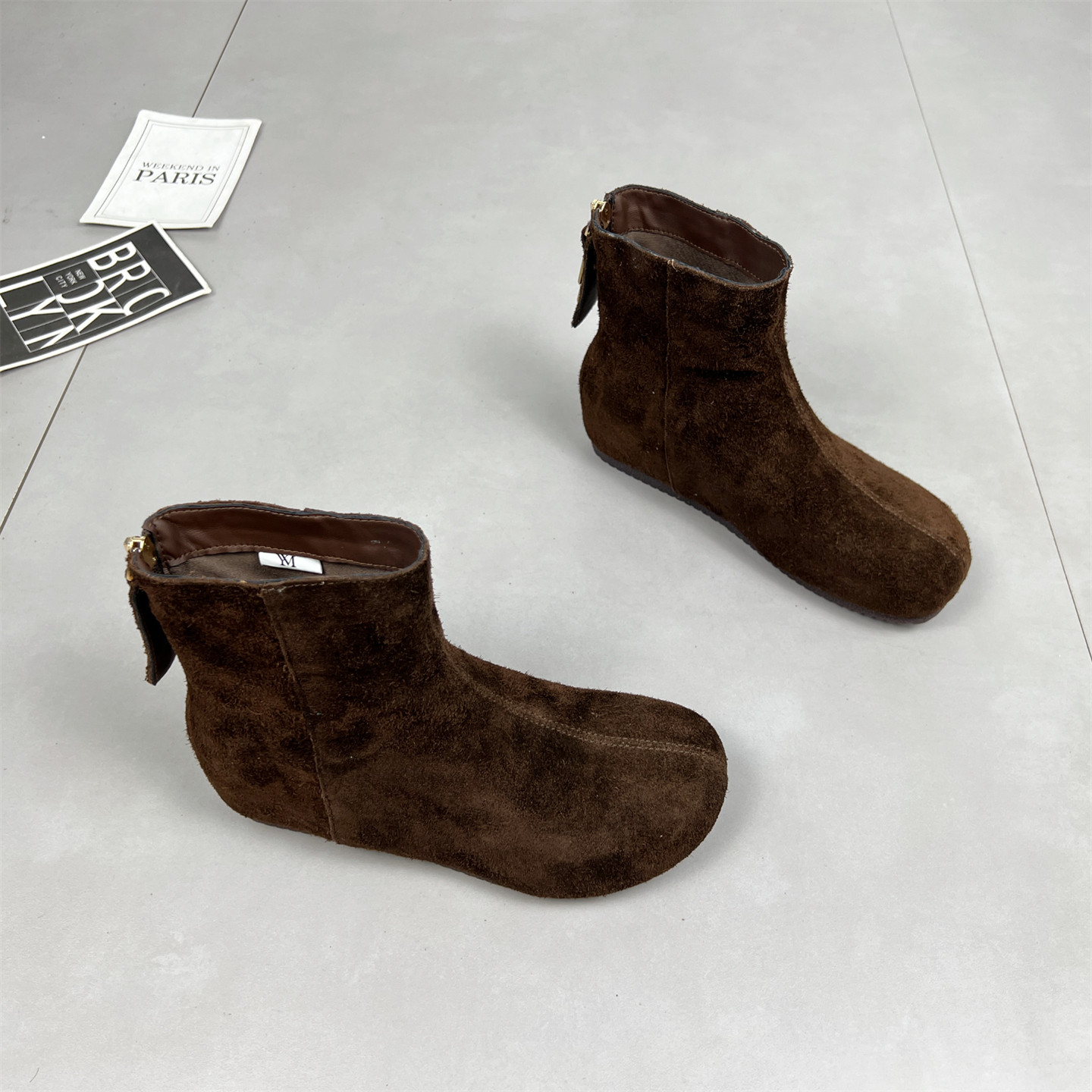 真皮拉链显瘦短靴马丁靴女