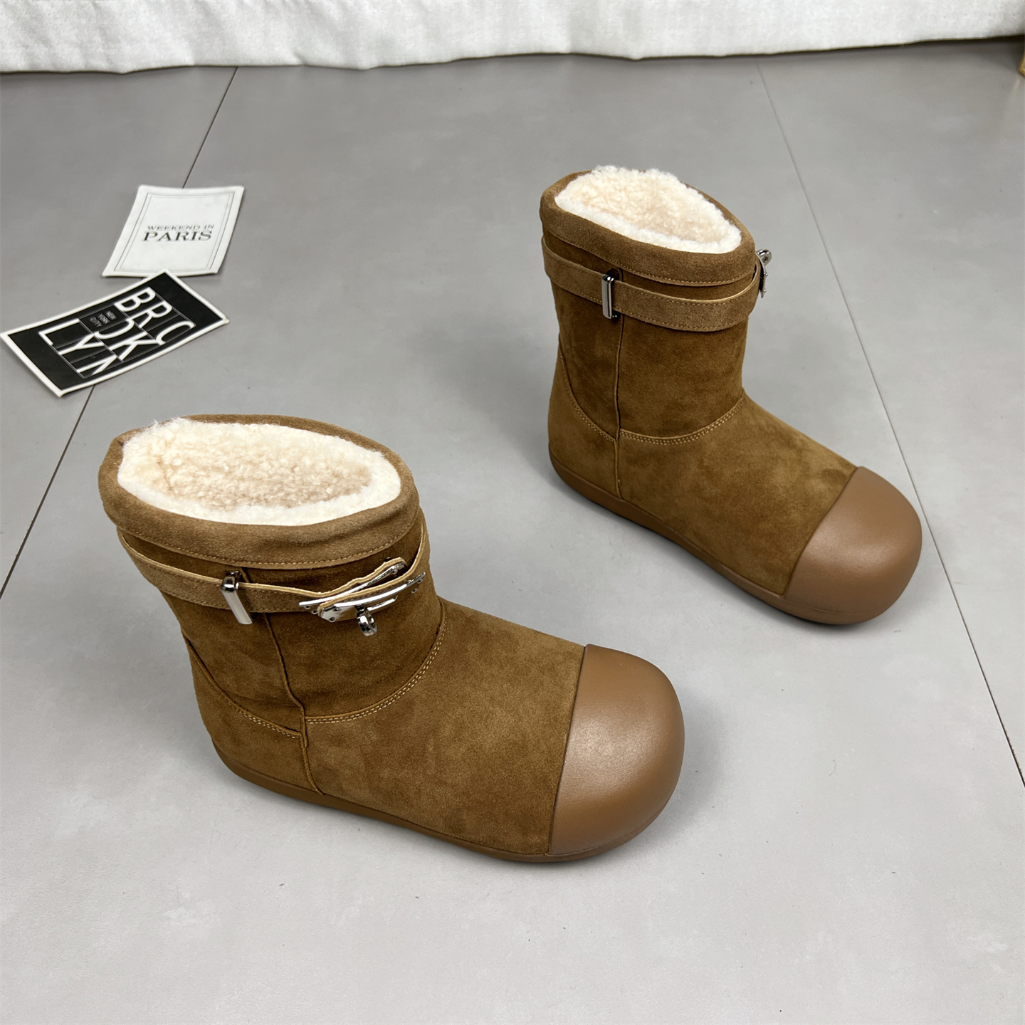 真皮厚底勃肯鞋女雪地靴