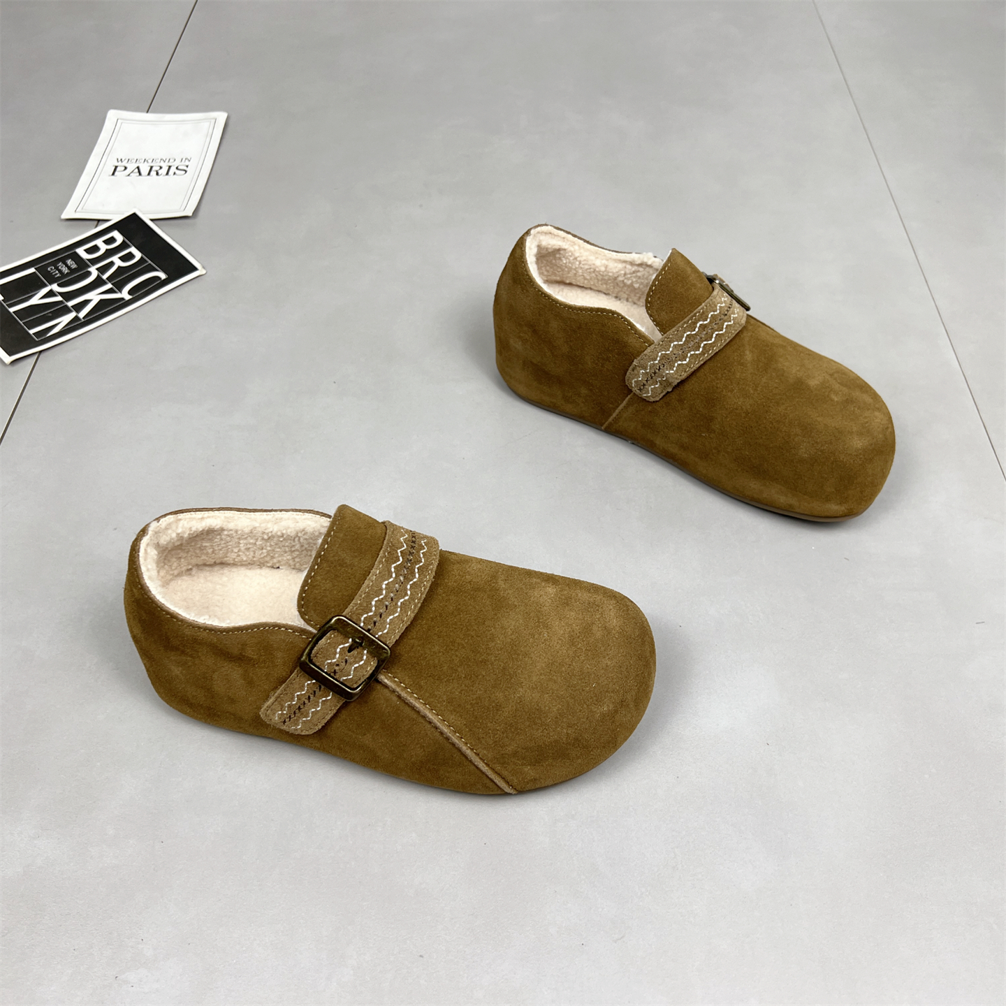 真皮内增高全包加绒勃肯鞋女