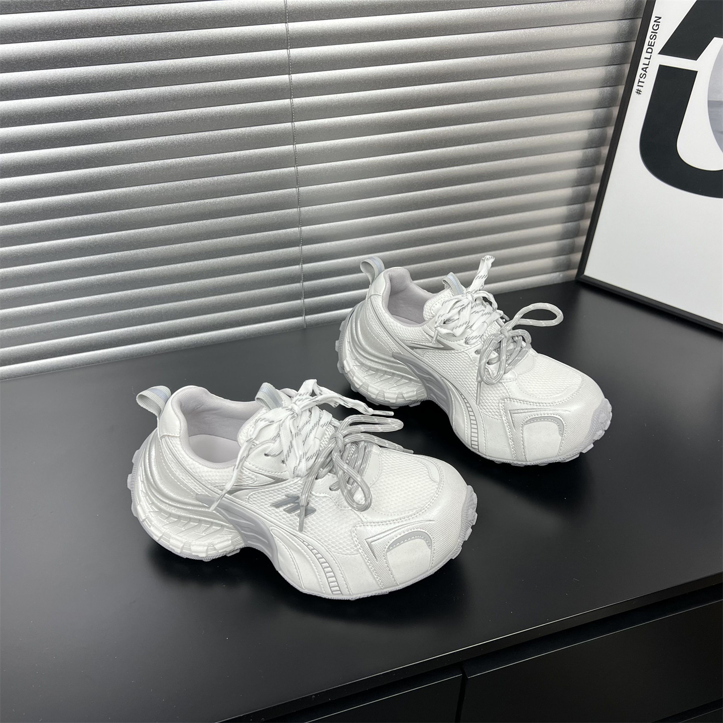 时髦显脚小~真皮网面厚底老爹鞋女2026春新款双鞋带休闲运动鞋潮,女鞋,老爹鞋,淘宝优惠券,粉丝福利购,淘宝优惠卷