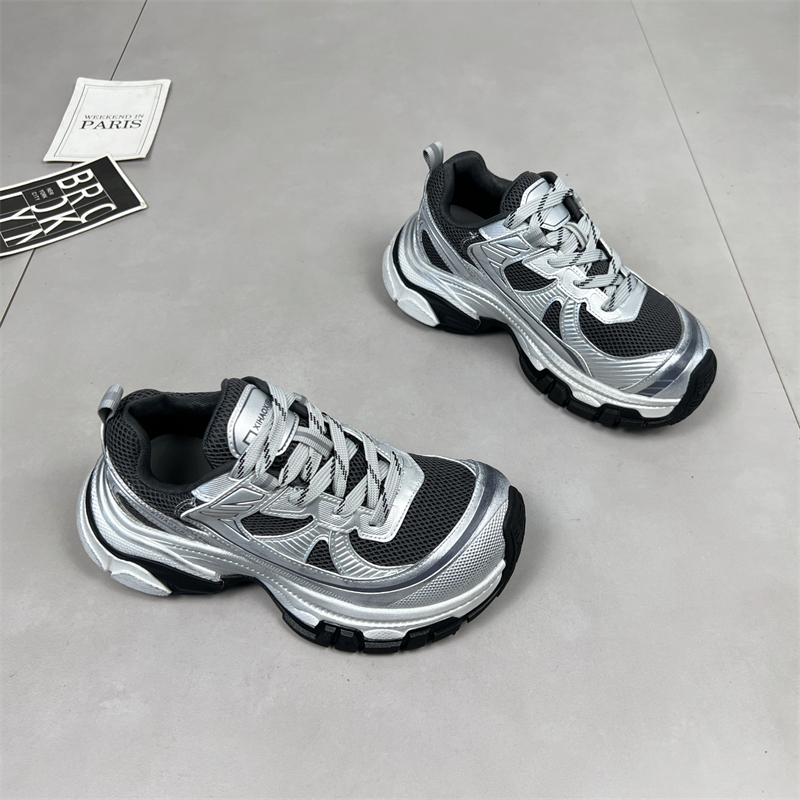 做旧厚底增高显脚小运动休闲鞋