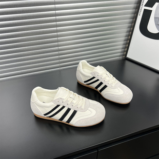 真皮内增高德训鞋女2026春新款休闲运动百搭软底轻便不累脚小白鞋